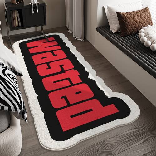 1pc faux imitation cashmere rug modern letter doormat polyester fiber mat soft and absorbent suitable for bedside mats living room bedroom mats machine washable polyester fiber black and home decor