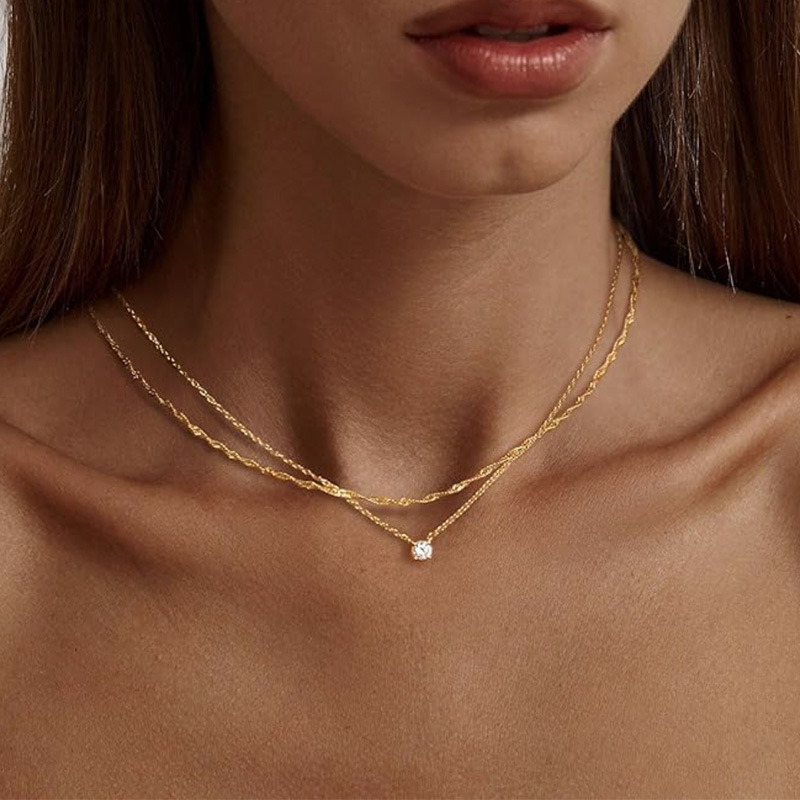 TEMU Collar de Cadena de Moda para Mujer | Estilo Vintage /Verano, Collar de Clavícula Geométrico de Capa en Vacaciones, Adecuado para Uso Diario,
