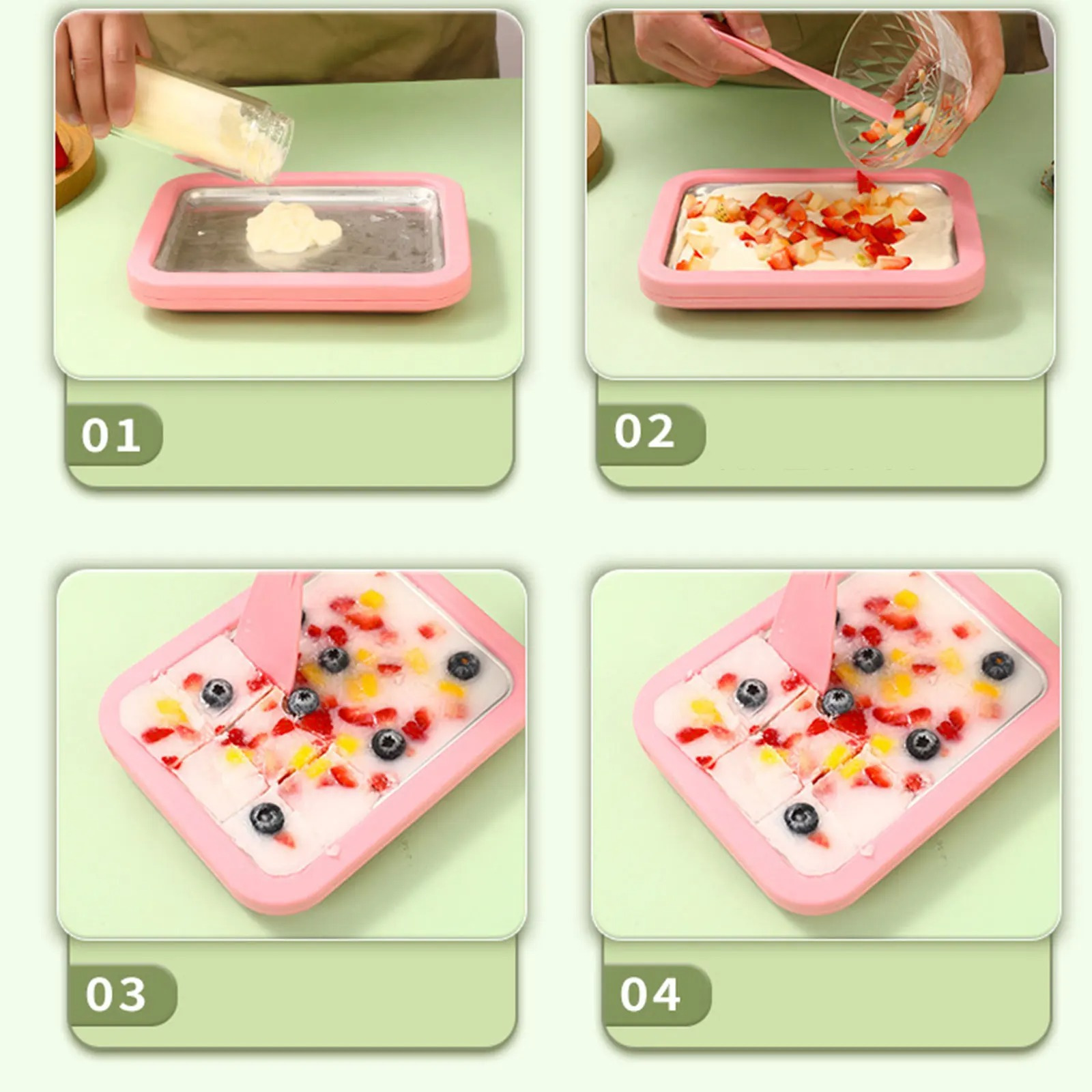 diy ice cream maker yogurt maker machine for homemade rolled cream gelato household ice cream roller pan with 2 spatulas Product details 5