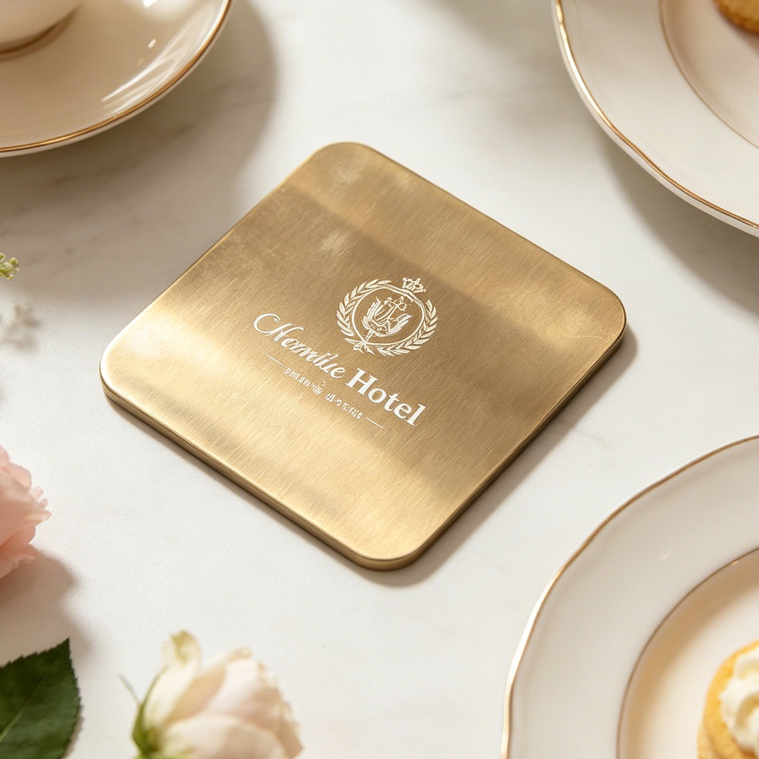 TEMU Customized Stainless Coasters Customized With Slogans, Customizable Text Logos, Waterproof And Easy To Clean, Hotel Souvenir Insulation Pads,
