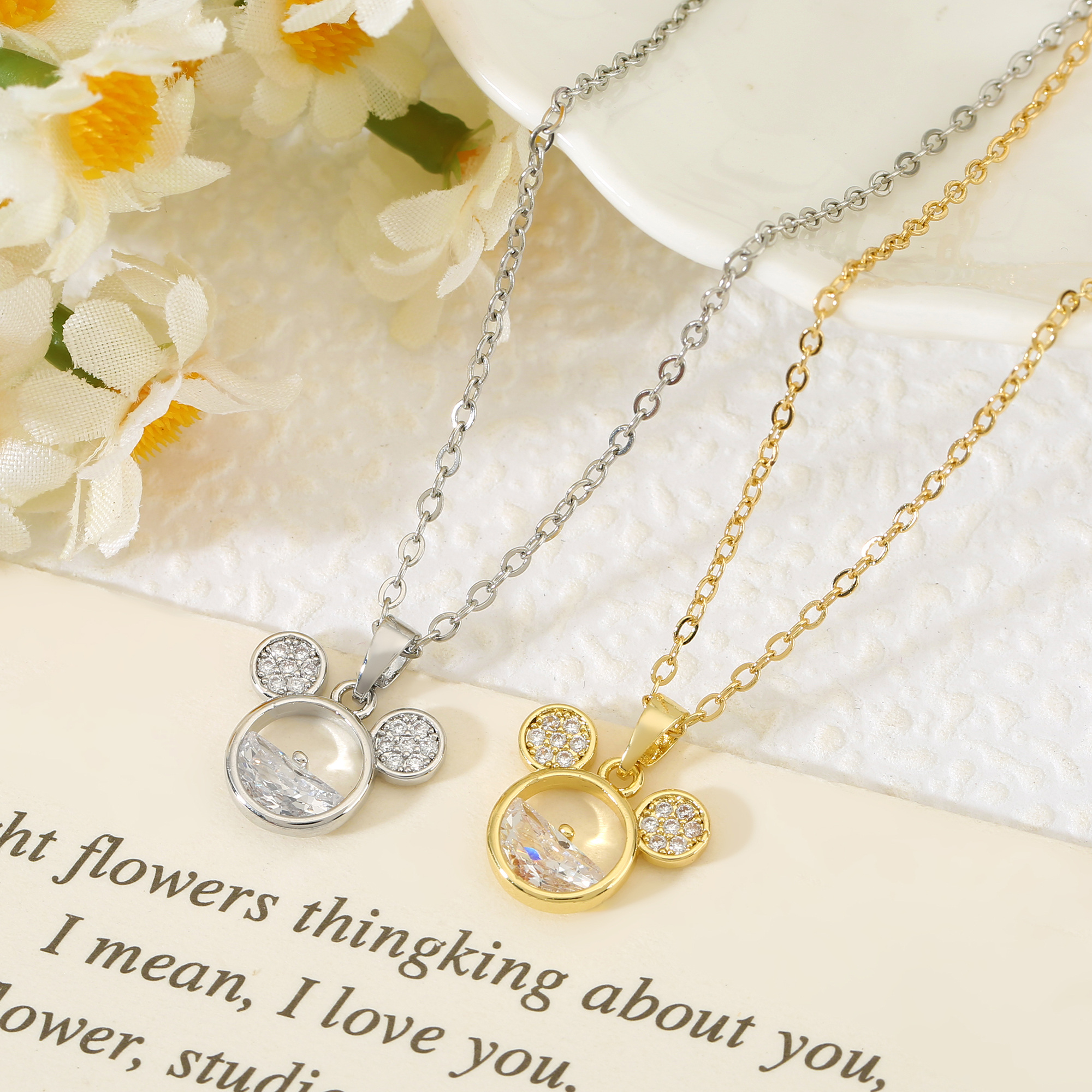 Copper Zirconia Semi-Circular Necklace, Daily Wear