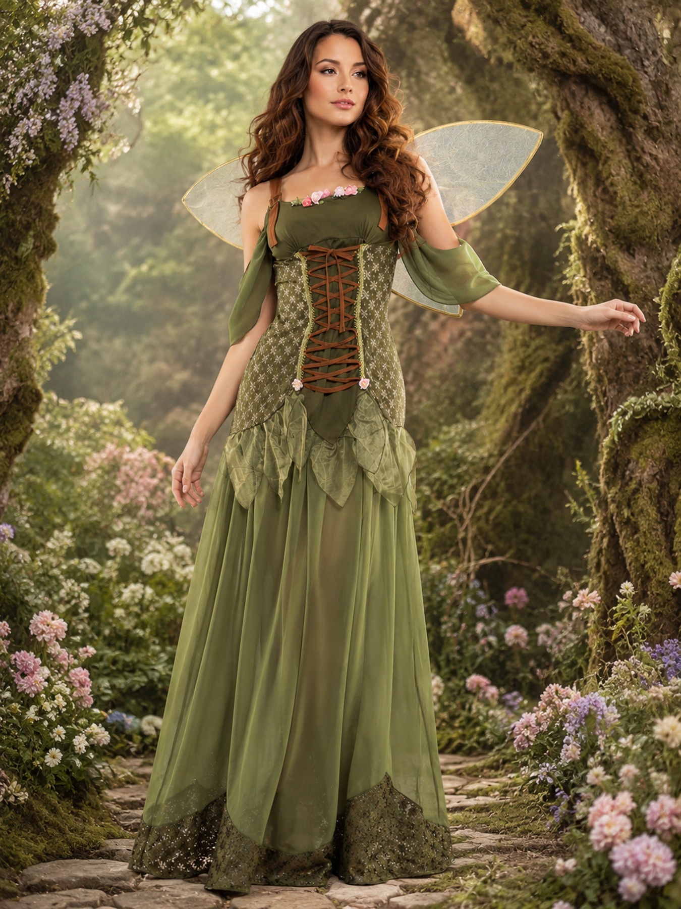 forest green fairy dress women sold on Temu United States Measure your Hips at