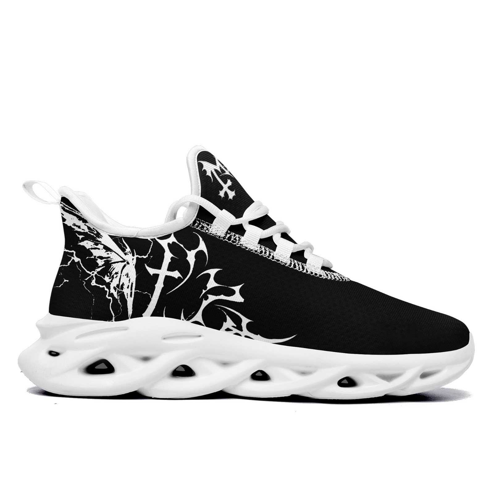 Men's Dark Cross Pattern Plus Size Sneakers, Wide Fit Shoes