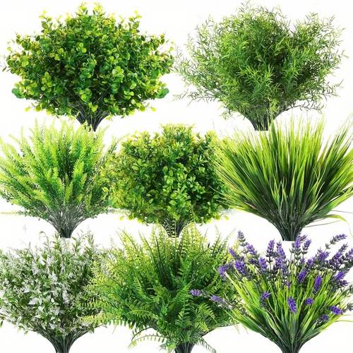 set of 16 synthetic plants imitation shrub grass uv resistant bulk plastic shrubs resembling flowers are ideal for outdoor vases farmhouse garden decor wedding arrangements and home decoration