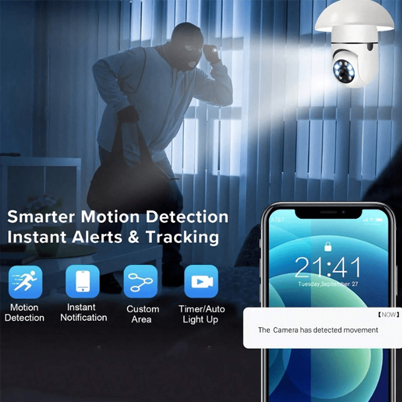 YIIOT Smart Light Bulb Security Camera with E27 Connector - 360° Panoramic View, WiFi Enabled, Motion Detection, Two-Way Audio, Indoor CCTV Surveillance, Compatible with Smartphones details 2