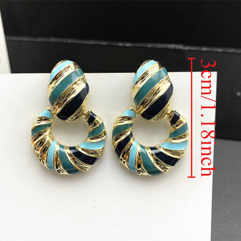 Women's Retro Multicolor Enamel Statement Drop Earrings, Trendy