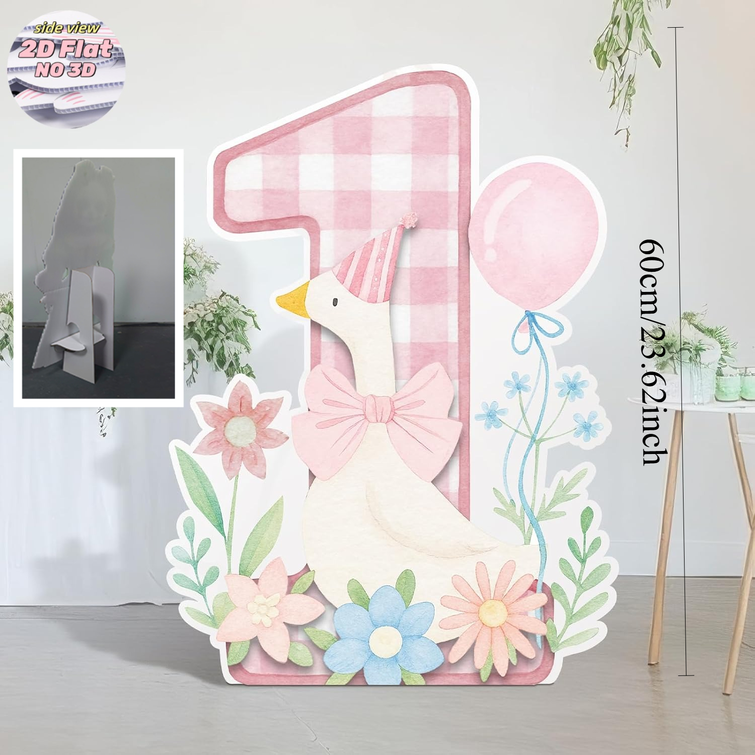 TEMU Decorazione piatta 2D per interni/esterni, tema animale, anatra rosa di un , oggetto di e statua per decorazioni di compleanno e festivit� -