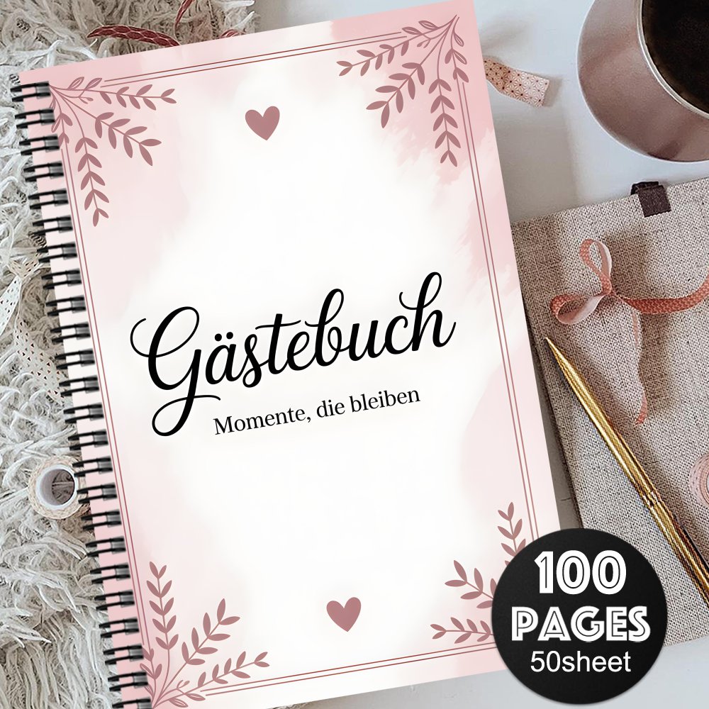 Image of 1pc Aesthetic German Guestbook Souvenir Album - Elegant Message Book With Wishes And Gift , Design For Weddings, Graduations, Birthdays - Perfect Gift For And Sisters