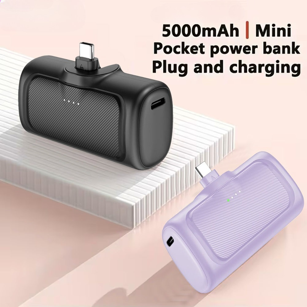 TEMU 22.5w Charging, 5000mah Mini Portable Power Bank, Usb-c Power Bank, Universal Compatibility, Usb Type-c Mode, Rechargeable Battery, Suitable For