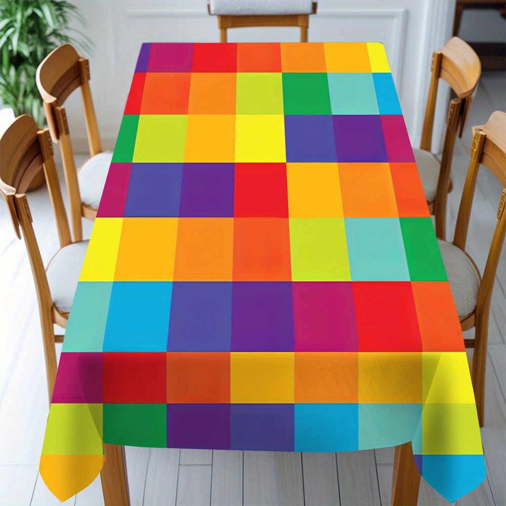 TEMU 1pc Soft Fashionable Beautiful Colorful Mexican Party Tablecloth, - Multi-colored Design, Easy To Clean, Scratch-resistant, For Restaurants,