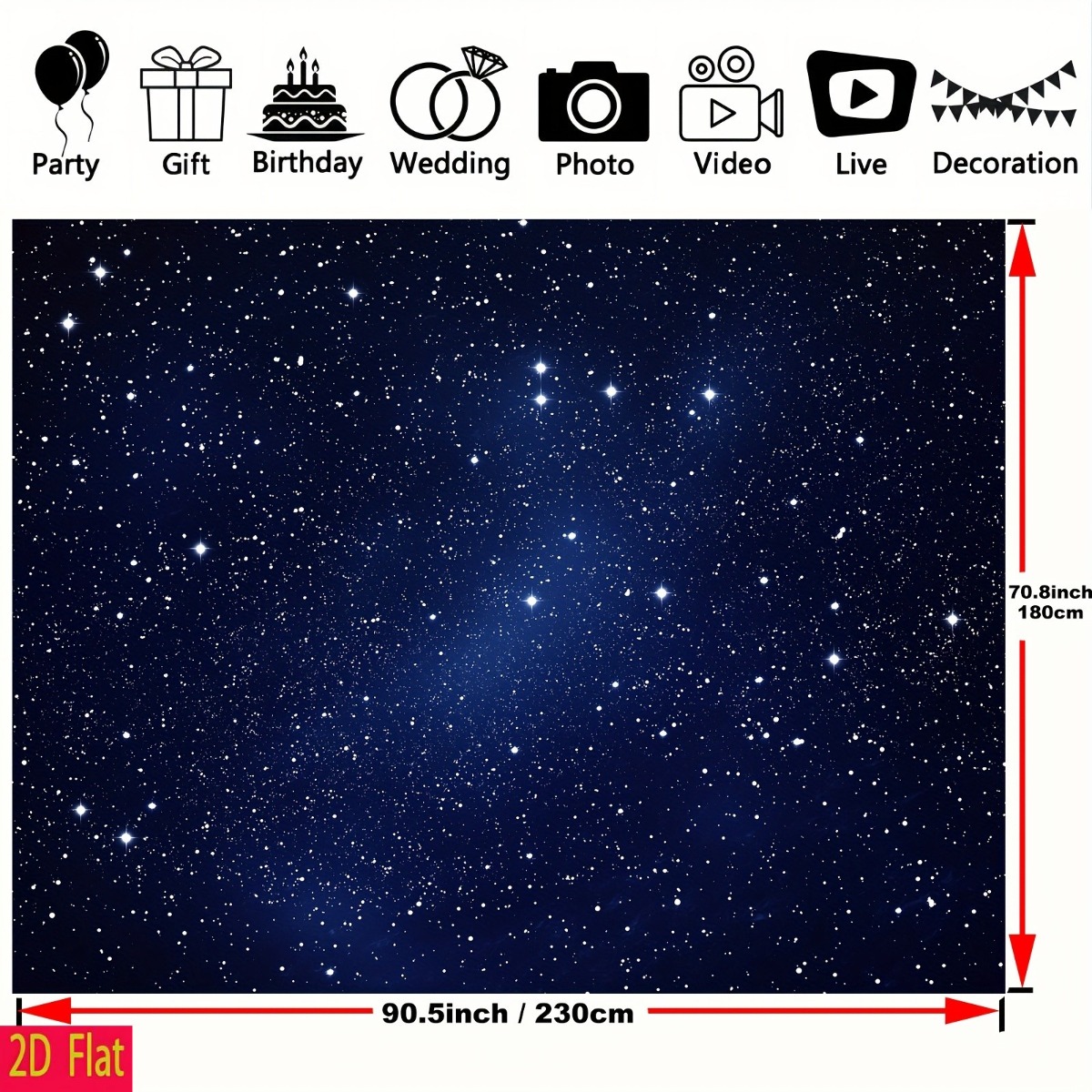 Starry Night Sky Space Backdrop with Twinkling Stars
