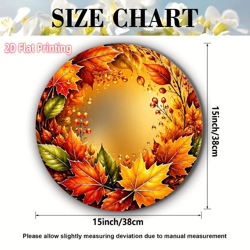 TEMU 4pcs Round Placemats For Table - Maple Leaf Printed Table Mats With Frame Orange Autumn Design Washable For Dining Room, Party, Table Setting