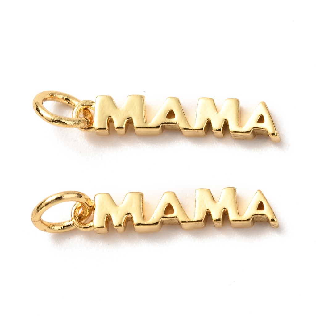 TEMU 10 pièces Pendentifs en Laiton Plaqué 18K pour la Fête des Mères avec Anneau de Saut MAMA, Charmes DIY pour Bracelet Collier Bijoux, Accessoires