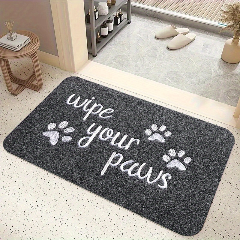 TEMU 1pc Thick 1.1cm Kitchen Floor Mat, Grey Letter Footprint Pattern Floor Mat Thickened For Room Porch Balcony And Home Decoration