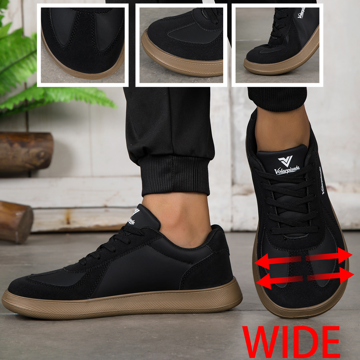 Image of Men's & Unisex Wide Toe Box Sneakers - Minimalist Low-top Lace-up With Sole & Breathable Soft Upper, Non-slip Sole Suitable For Commuting, School,, - Lightweight Cushioned Footwear For , Fit