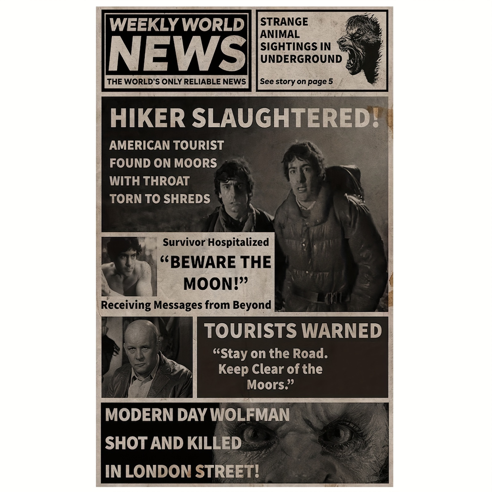 TEMU Hiker Slaughtered Newspaper Canvas Art-plakat, 12x18" - Rammeløs veggdekor for hjem og