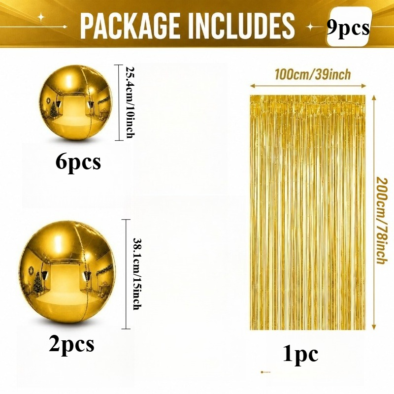 TEMU Kit de 9 pièces, ensemble de pompons à franges et ballons à , combinaison multi-pouces et multi-tailles pour décorations de Noël, convient pour