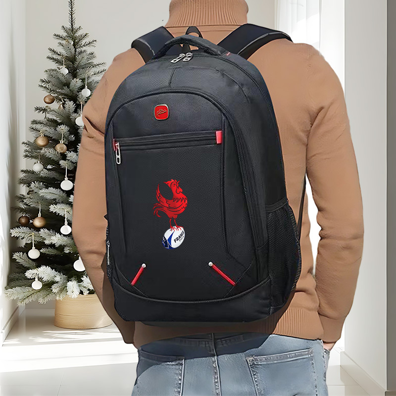 TEMU Un sac à dos unisexe avec un motif de français, équipé de bretelles réglables et de plusieurs compartiments, idéal pour , les et les activités