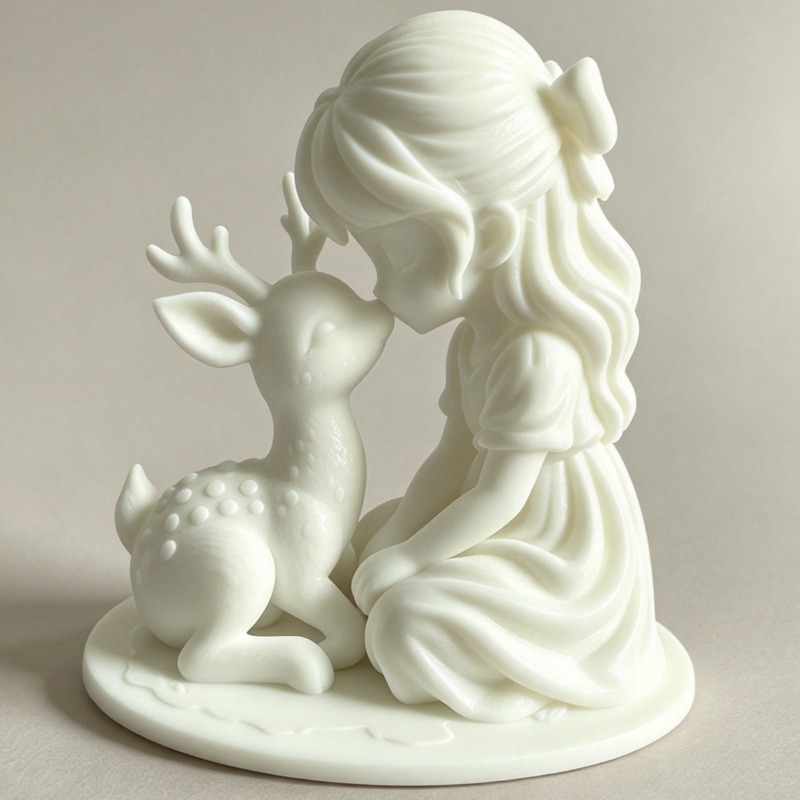 TEMU 1pc Mini Girl And Deer Statue Figurine - Retro Vintage Girl & Deer Sculpture, Plastic Indoor/outdoor Decoration Suitable For Easter Gifts,