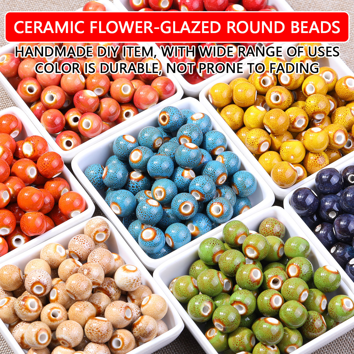 20pcs Multi-Color Assorted Random Ceramic Loose Beads