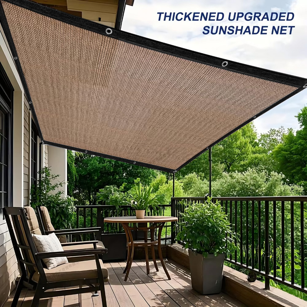 1 unidad de malla de sombra con protección solar del 50% | Lona de malla con ojales para cubierta de plantas, sombra para patio, pérgola de jardín, invernadero, cochera, kennel, color café