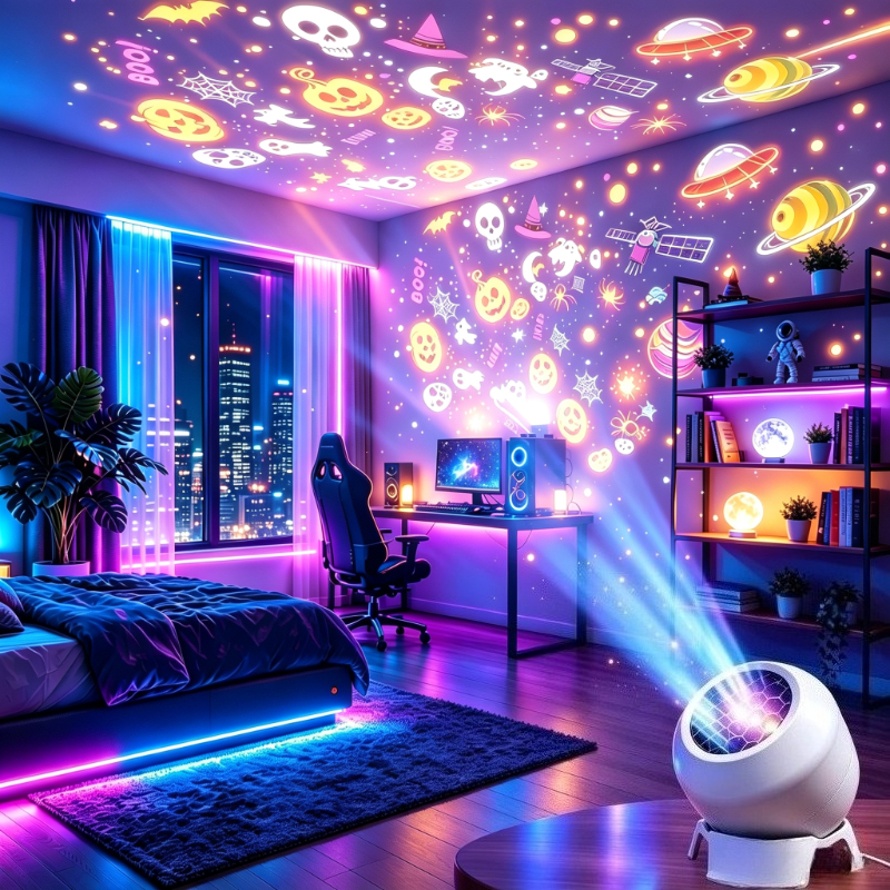 TEMU Halloween Projector, Usb Powered Rotating Pattern Light, Ideal For Indoor Decoration. Decorative Lighting Projector, Multiple Classic Horror
