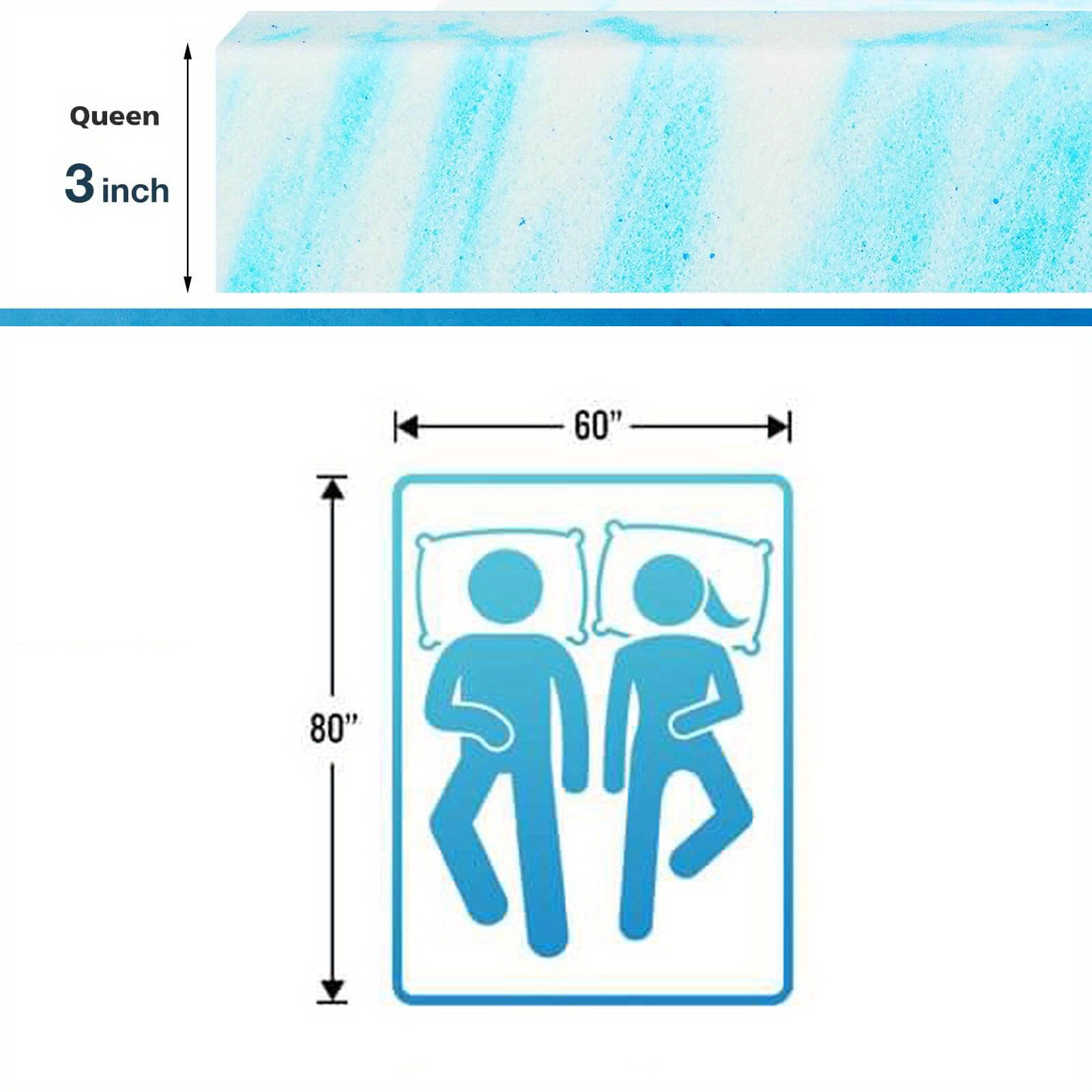 TEMU 1 P Ergonomic Cooling Gel Swirl Mattress Lightweight, Comfortable, Breathable, Mattress, Mattress/ 1 Ergonomic Foam Neck Pillow Neck Support Pillow; Buy Separately/