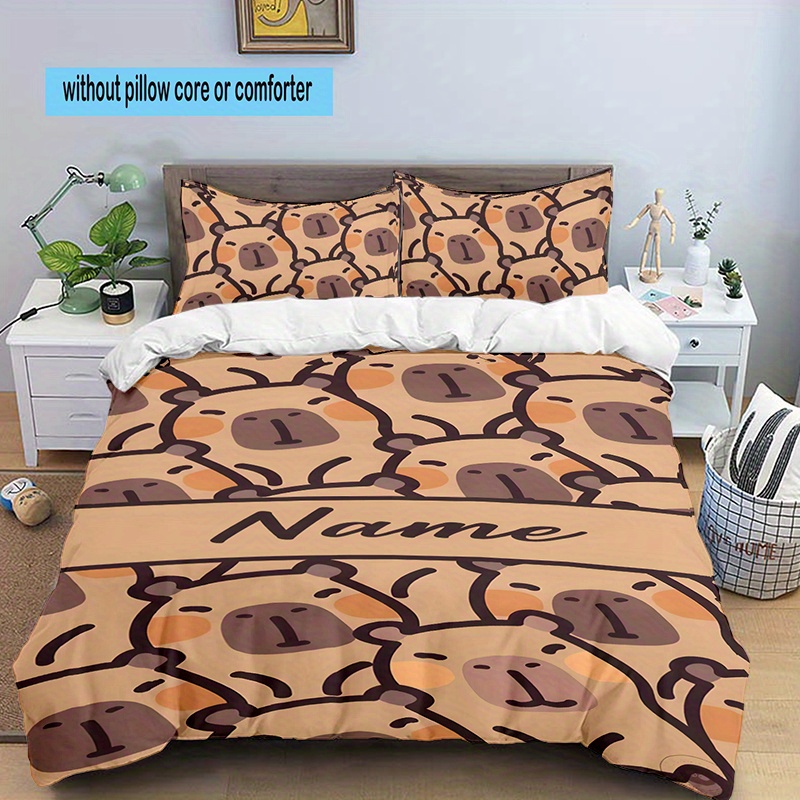 

3pcs Name Bedding Set - , Printed Duvet Cover & 2 Pillowcases, , Tear-, Washable - For Bedroom Decor &