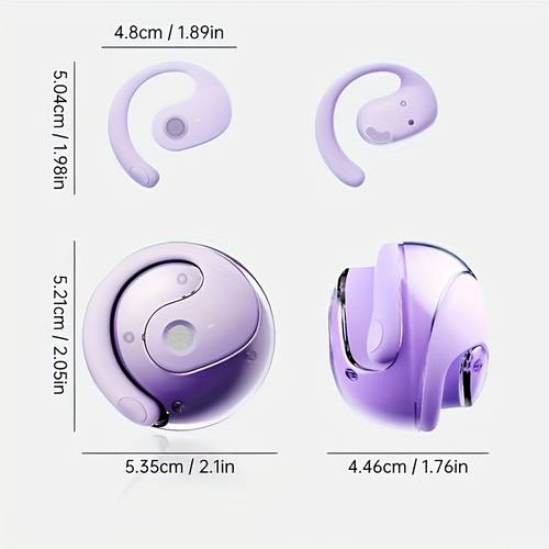 open back with fast charging noise reduction and free lanyard in purple wireless 5 0 type c charging real time voice translation for sports meetings meeting earphones stylish earphones smooth texture earbuds wireless