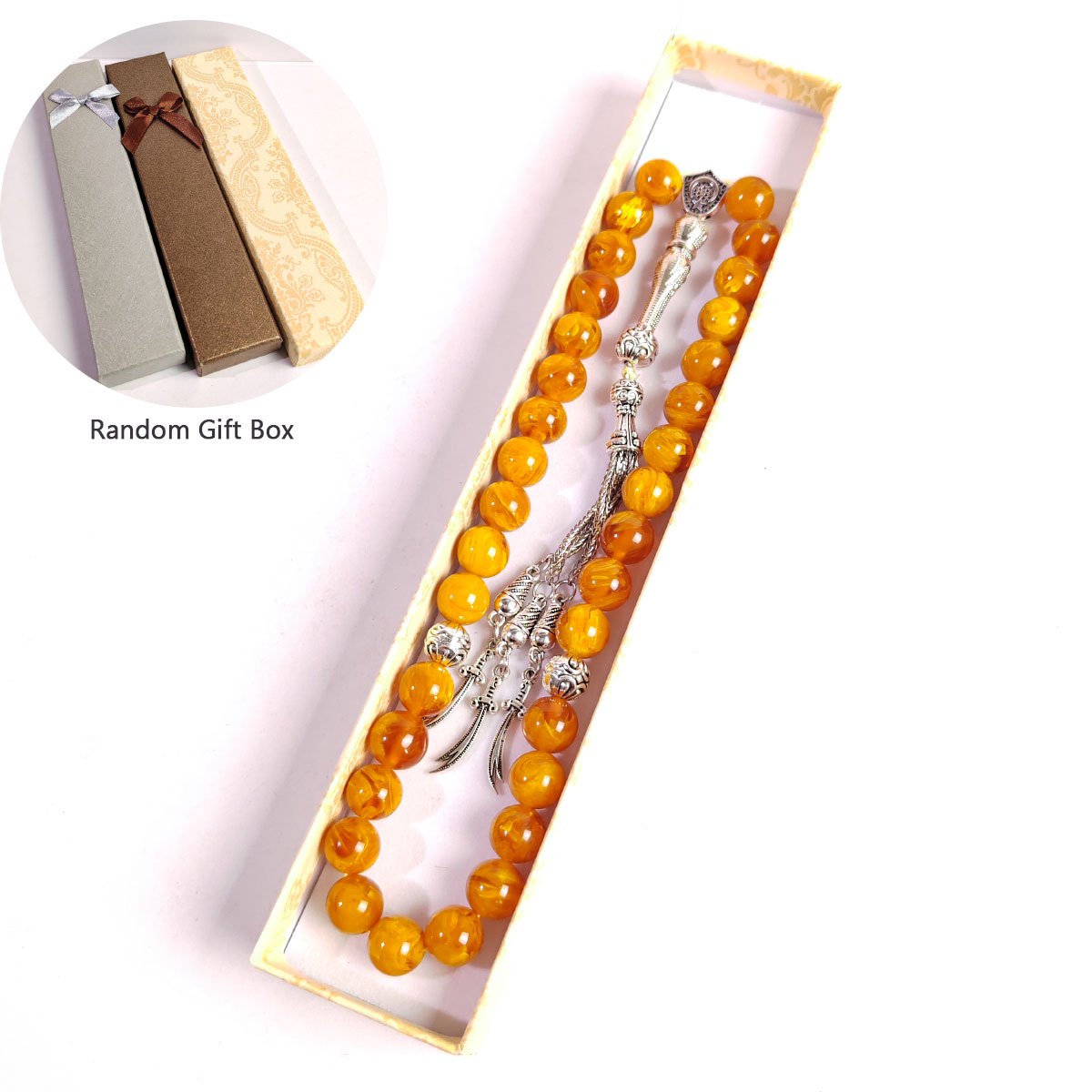 E-shop Exquisiter Bastelmesser-Anhänger, Rosenkranz aus Bernstein im islamischen Stil des Nahen , Türkei, handgefertigtes Armband-Quasten-Anhänger,