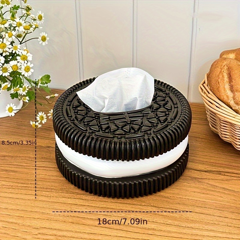 1pc creative black and white tissue box holder round resin design polished   square shape durable bathroom organizer decorative tissue cover bathroom decor creative gift idea bathroom accessories Product details 1