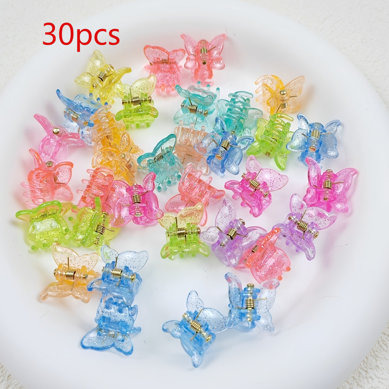TEMU 30/50 pièces Mini pinces à cheveux transparentes à paillettes d', de cœur et de fleur de marguerite, couleur aléatoire, mignonnes petites pinces