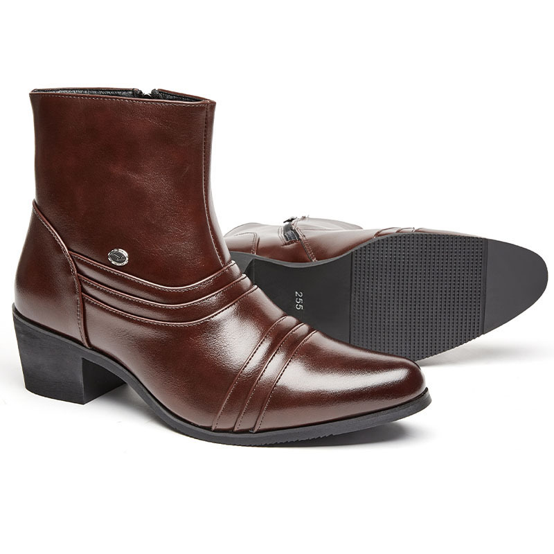 TEMU Bottines de haute qualité pour homme, bottes montantes à bout , bottines à talons hauts pour homme mode européenne et américaine, grande taille,