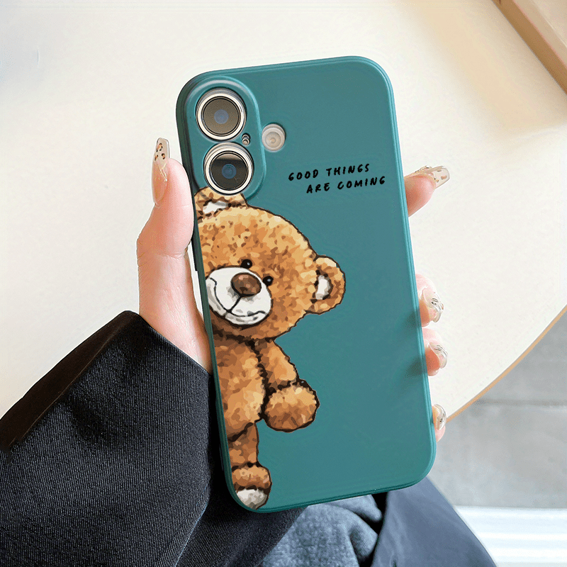 TEMU Custodia per telefono: Custodia lussuosa antiurto con motivo orso marrone cartoon per iPhone 16 15 14 13 12 11 Pro Max XS XR 7 8 SE ZS1