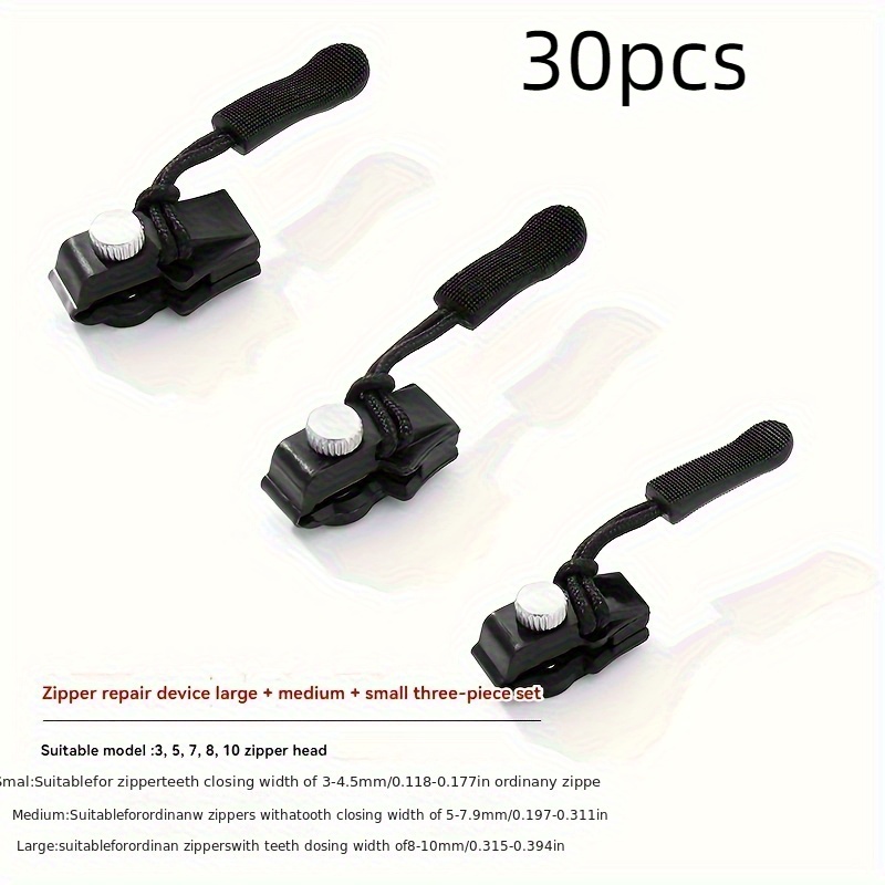 TEMU 30pcs Universal Zipper Repair Kit Instant Zipper Repair, No Sewing Required, Suitable For Jackets, Suitcases, Bags - Durable Replacement Zipper