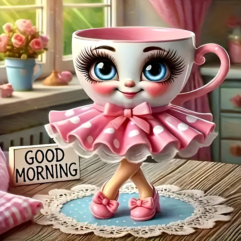 TEMU Diamond Painting - 1 Set Santa Claus Costume Coffee Cup, Round Diamond Pattern, Beginner Craft, Wall Decor, Size 30x 30cm/11.8x 11.8 Inches,
