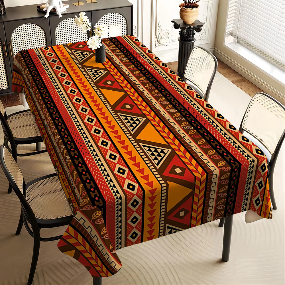 

-1pc Vintage Patterned Square Tablecloth. Suitable For Parties, Hotel Events, Camping Decorations, Coffee Tables, Bedrooms, And Kitchens, Usable In All .