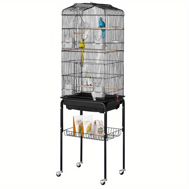   extra large heavy duty metal bird cage 62 inch large aviary with rolling wheels   interior multiple perches doors ideal for cockatiels parrots lovebirds pet birds easy   durable construction parrot enthusiasts Product details 9