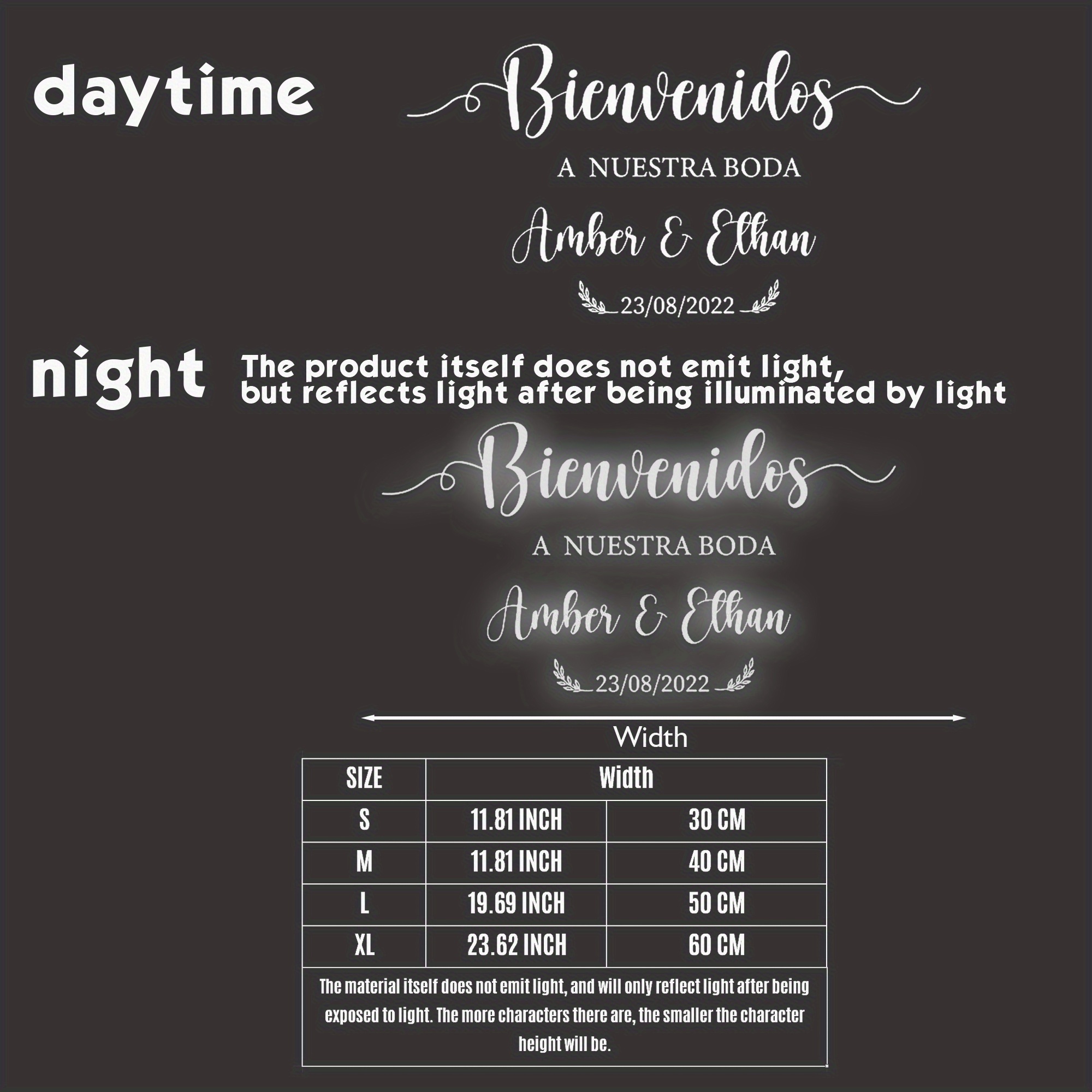 TEMU 1pc Personalized Spanish Wedding Welcome Board Decal - Custom Names, Wedding Date, Spanish (e.g. " & Ethan") - High Quality Removable Vinyl