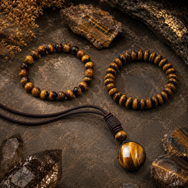 Image of Unisex 's Eye Glass Jewelry 3pcs Set: Round Bead Bracelet + Abacus Bead Bracelet + Braided Cord Pendant Necklace Set. Eye Glass Features A Delicate , Luxury And Versatile Neck And Wrist Accessory.