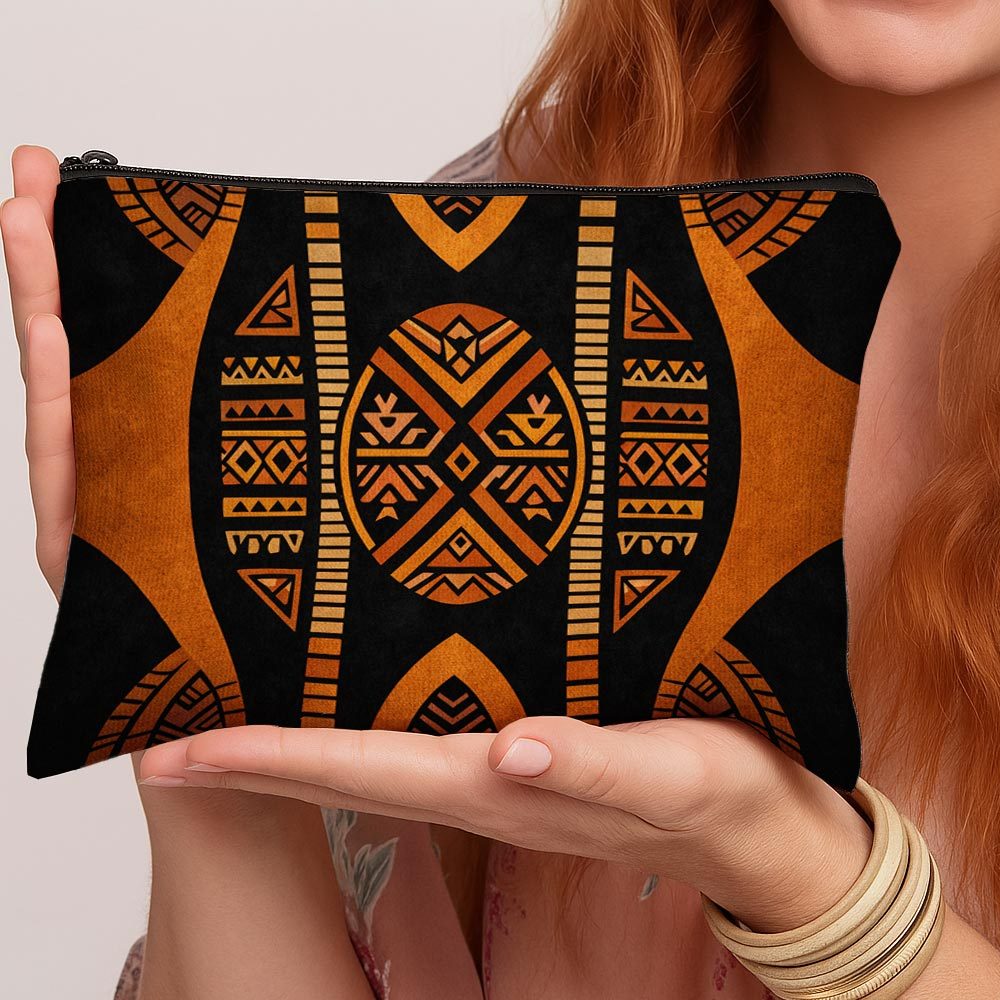 TEMU Trousse à cosmétiques 1 pièce à imprimé tribal africain - Pochette de toilette à fermeture éclair et trousse à crayons adaptée pour , du , motif