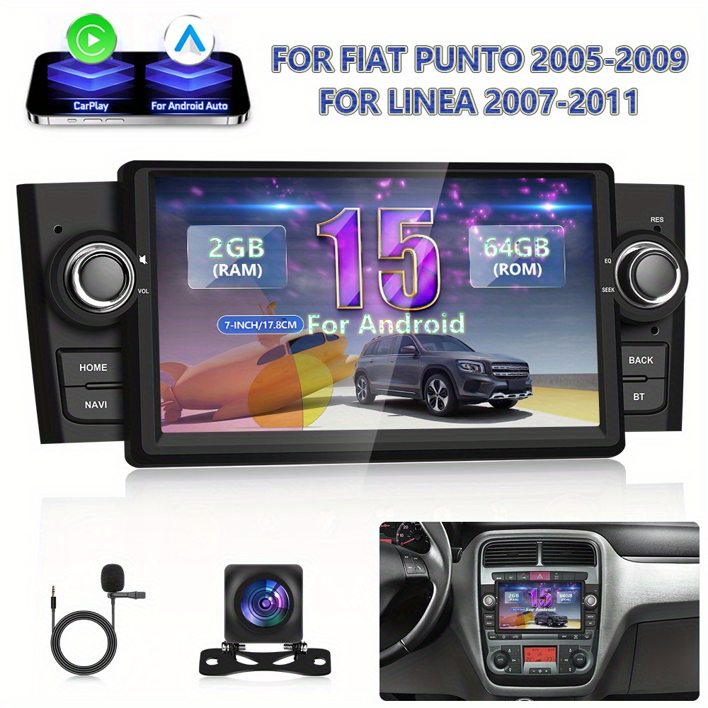 TEMU [2gb 64gb] 7 Inch For 05-09/ Linea 07-11 For 15 Car Radio Car Stereo Touch Screen High Definition Usb Player With / And Wireless Auto Built-in