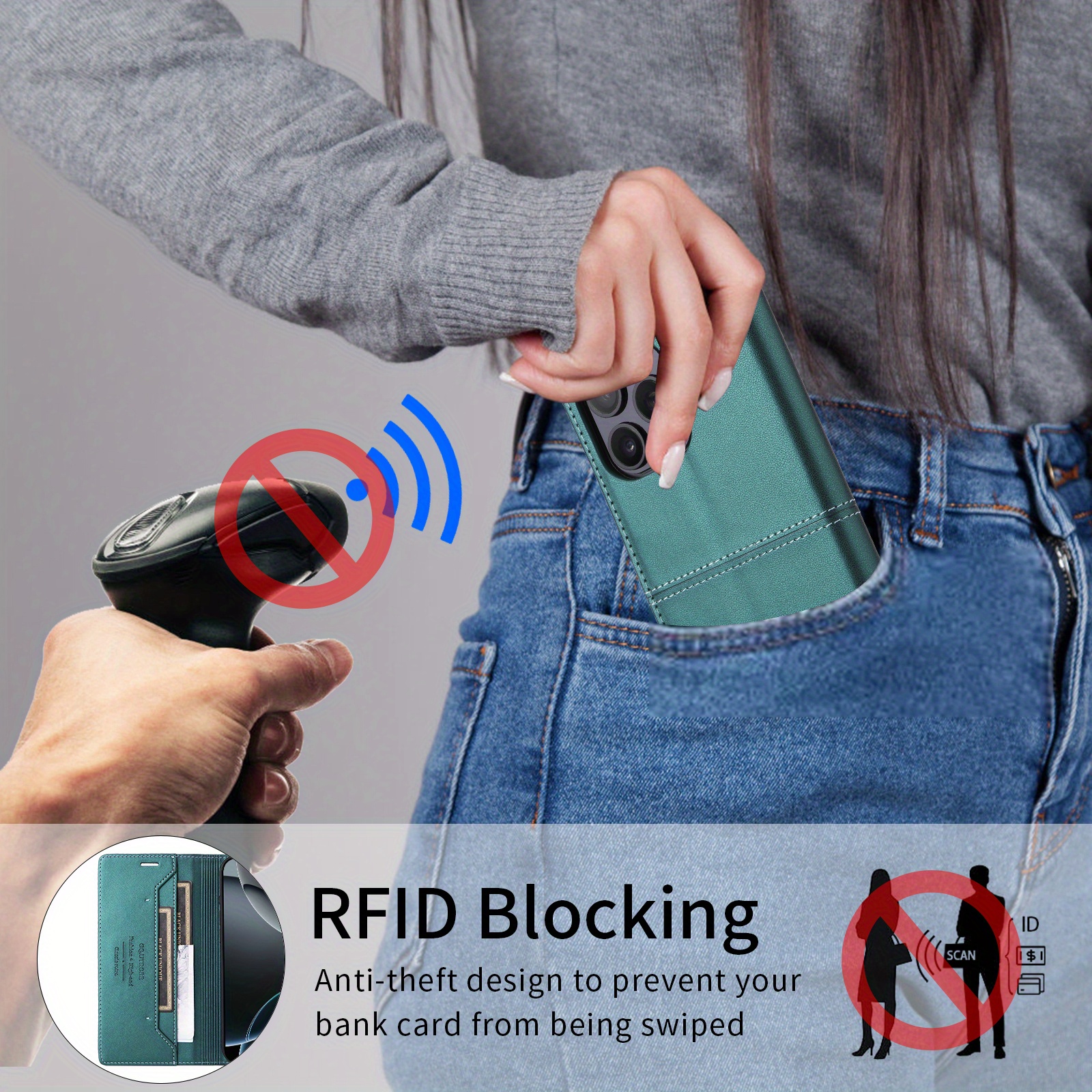 Luxury Wallet with Card Slot RFID Blocking Kickstand Magnetic Flip PU Artificial Leather Case for iPhone 16 Pro Max 15 Plus 14 Pro 13 12 11 XS Max XR X SE 2020 2022 7 8 Plus Soft Silicone Business Shockproof Protective Cover