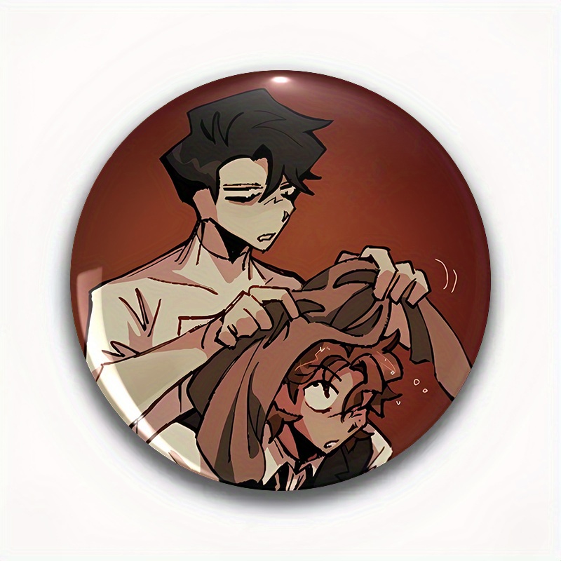 TEMU Latest Fashionable Men's Brooch/anime Cartoon Badge Round Pin, Unisex, 1pc, 2025, Suitable For , , And Colleagues As Cartoon Additions For