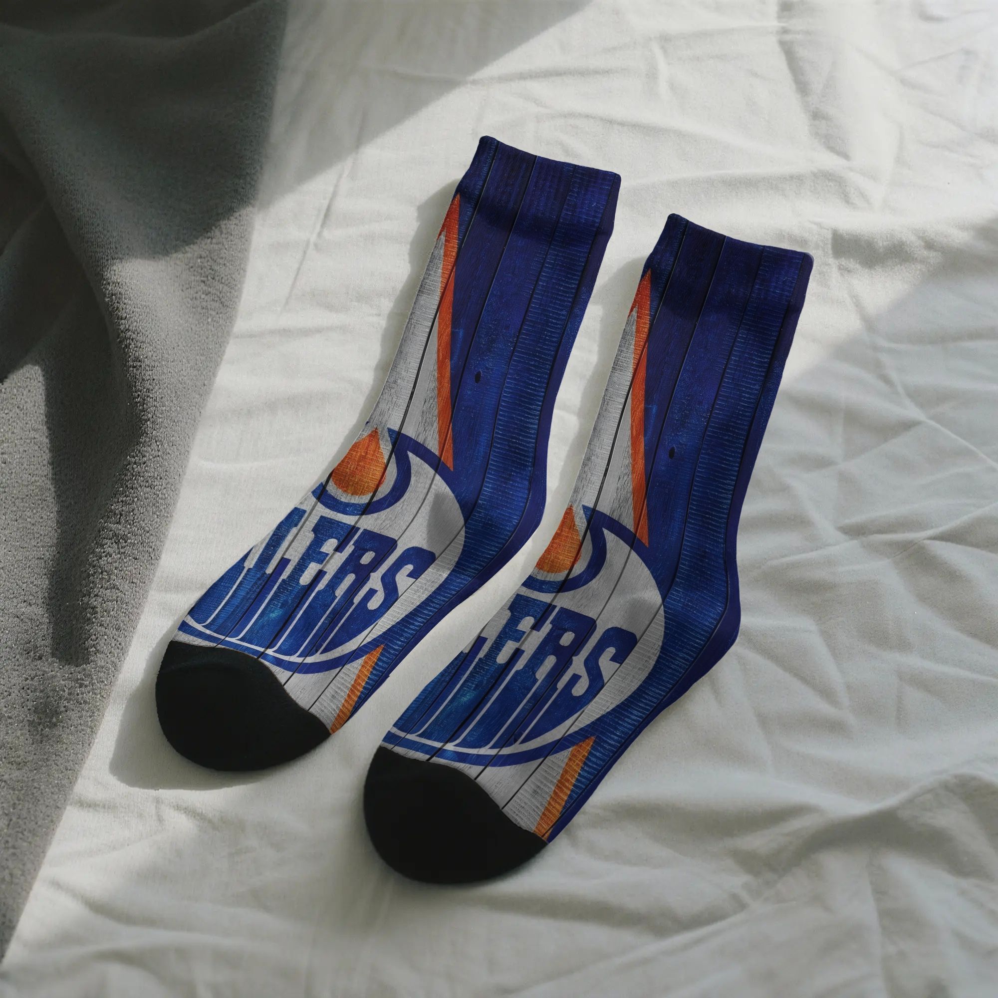 TEMU Chaussettes de cheville festives spécialisées avec 'équipe et motif bois, imprimées en tout le motif, fabriquées en matériaux respirants et