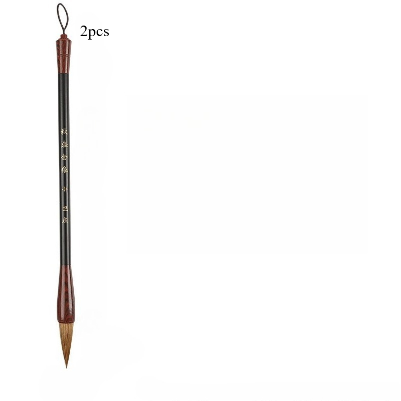 TEMU 2pcs Set Of Large, Medium, And Small Wolf Hair Brushes For Regular Script, Running Script, And Chinese Painting Of Flowers, Birds, And Willow