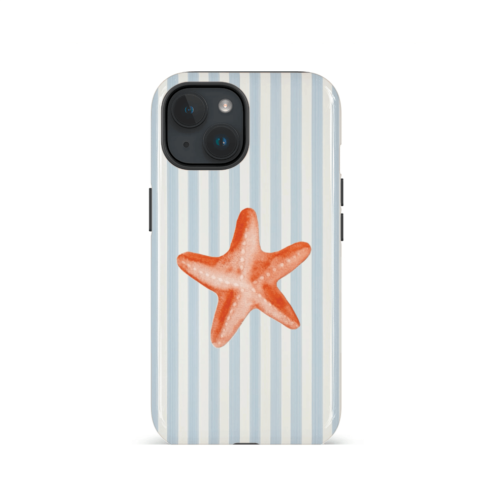 TEMU Light Blue Striped Starfish Pattern, Fashionable, Double-layer Glossy Phone Case For Iphone 17, 16pm, 15pm, 13, 13 Mini, 12, 11, Xs Max, 7, Se2