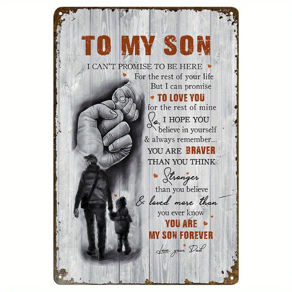 TEMU Retro Metal Sign Saying 'to My Son' - Ideal For Decorating Your Home, Room, Café, Or Amusement Park Walls With A Touch Of Humor