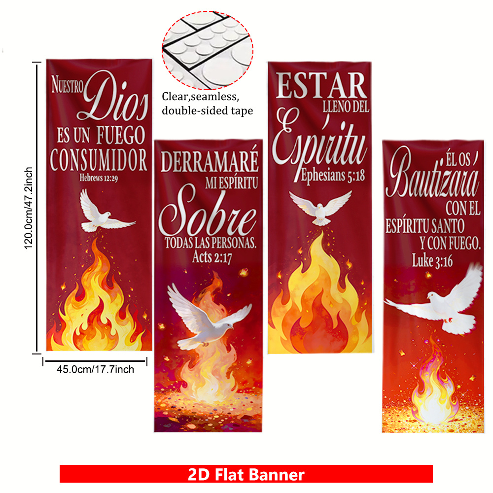 TEMU Pancarta 2D de 4 piezas para de española, adecuada para decoraciones del Santo, blanca con texto en español, letreros colgantes para bautismo,