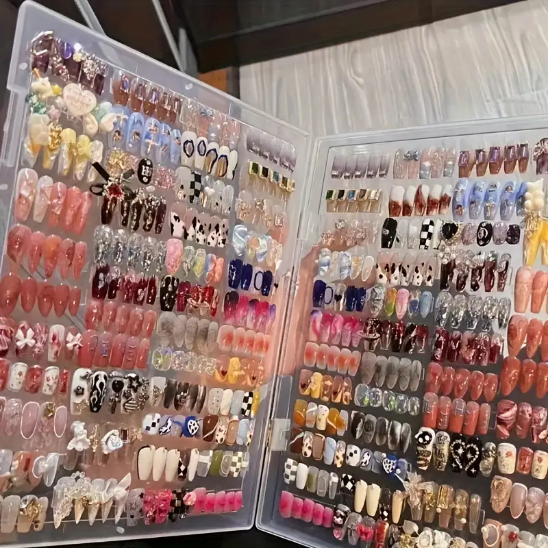 TEMU 48pcs Nail Art Random Combination Set, Fashionable Mixed Color, High-end Texture, Wearable Nail Gloss, Nail Art, Nail Art